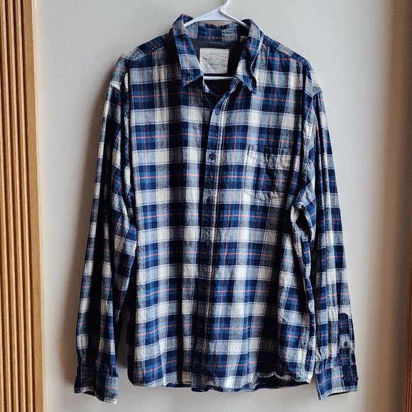 Weatherproof Cream/Blue Plaid Flannel Button Down Shirt Size 3XL - Picture 1 of 14